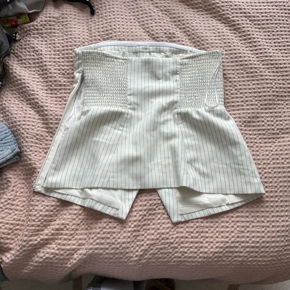 Striped White Strapless Button-Down Top - Picture 2 of 2